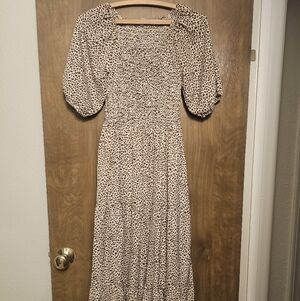 Smocked Leapord Print Dress